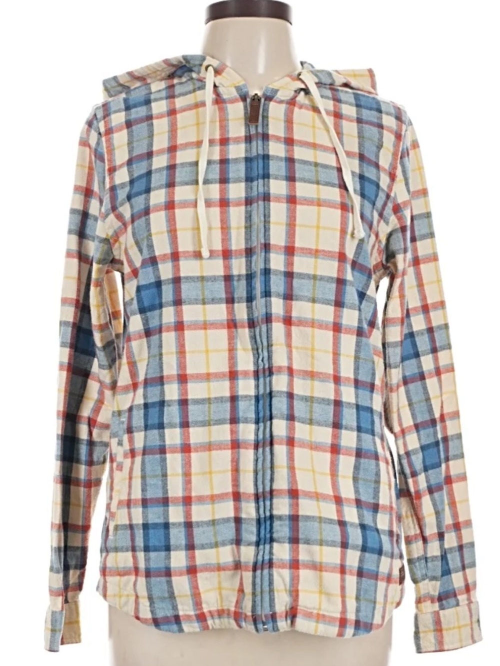 L.L. Bean Hooded Plaid Jacket – Blue, Red & Cream